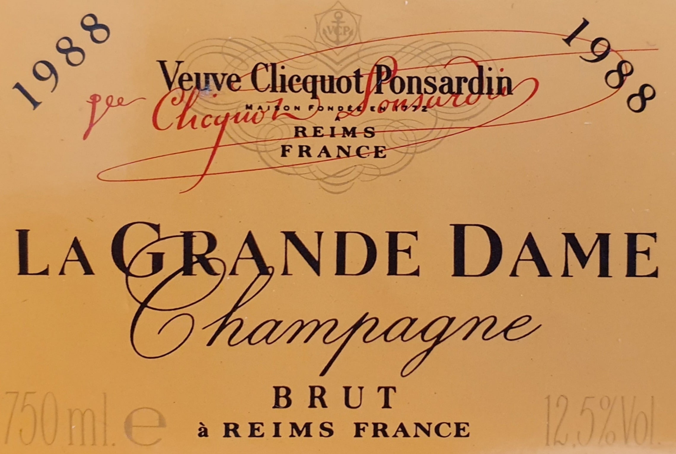 1988 Veuve Clicquot - La Grande Dame - 0,75 Liter (€ 300,- /l)