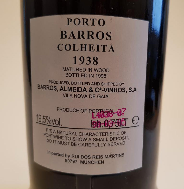 1938er Porto Barros Colheita - Portwein (€ 660,- /l)